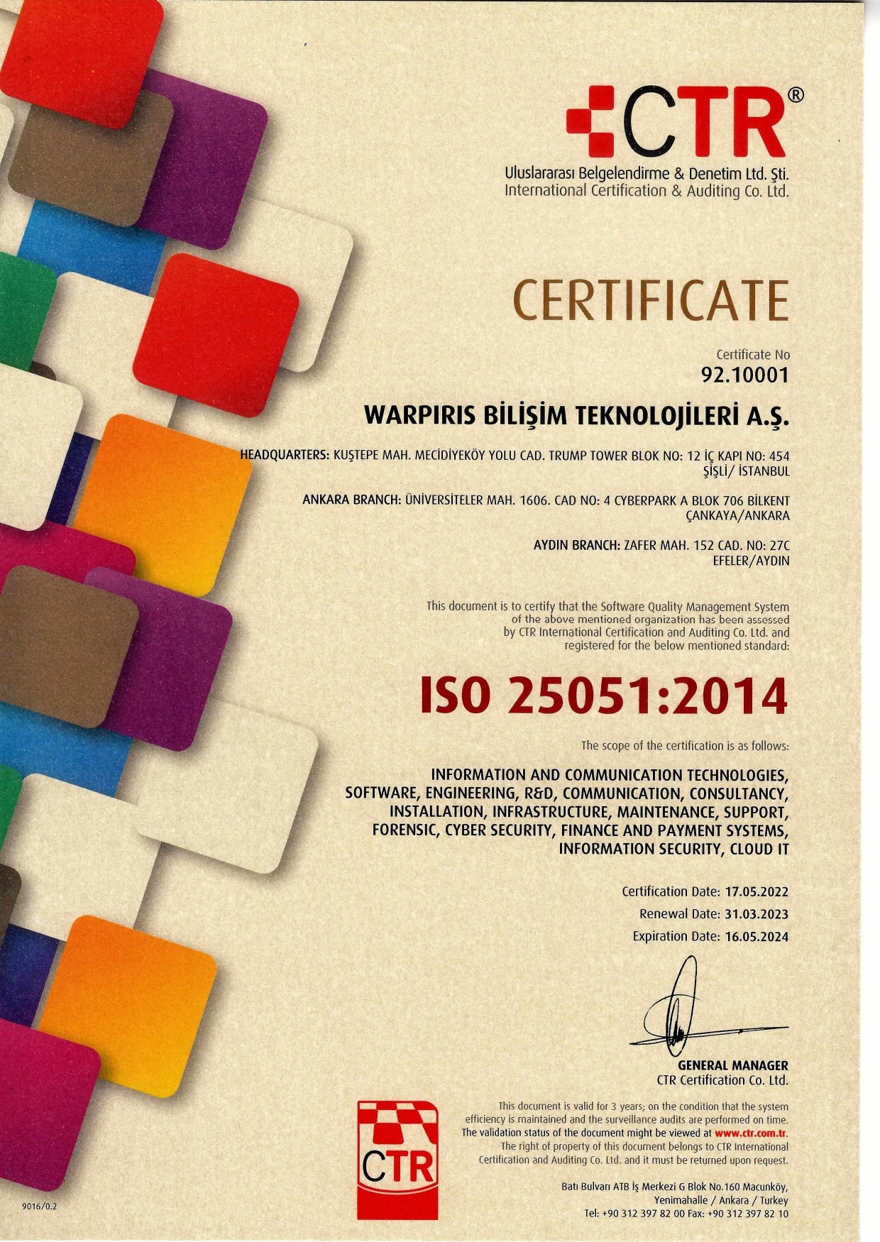 certificate no 09.10054